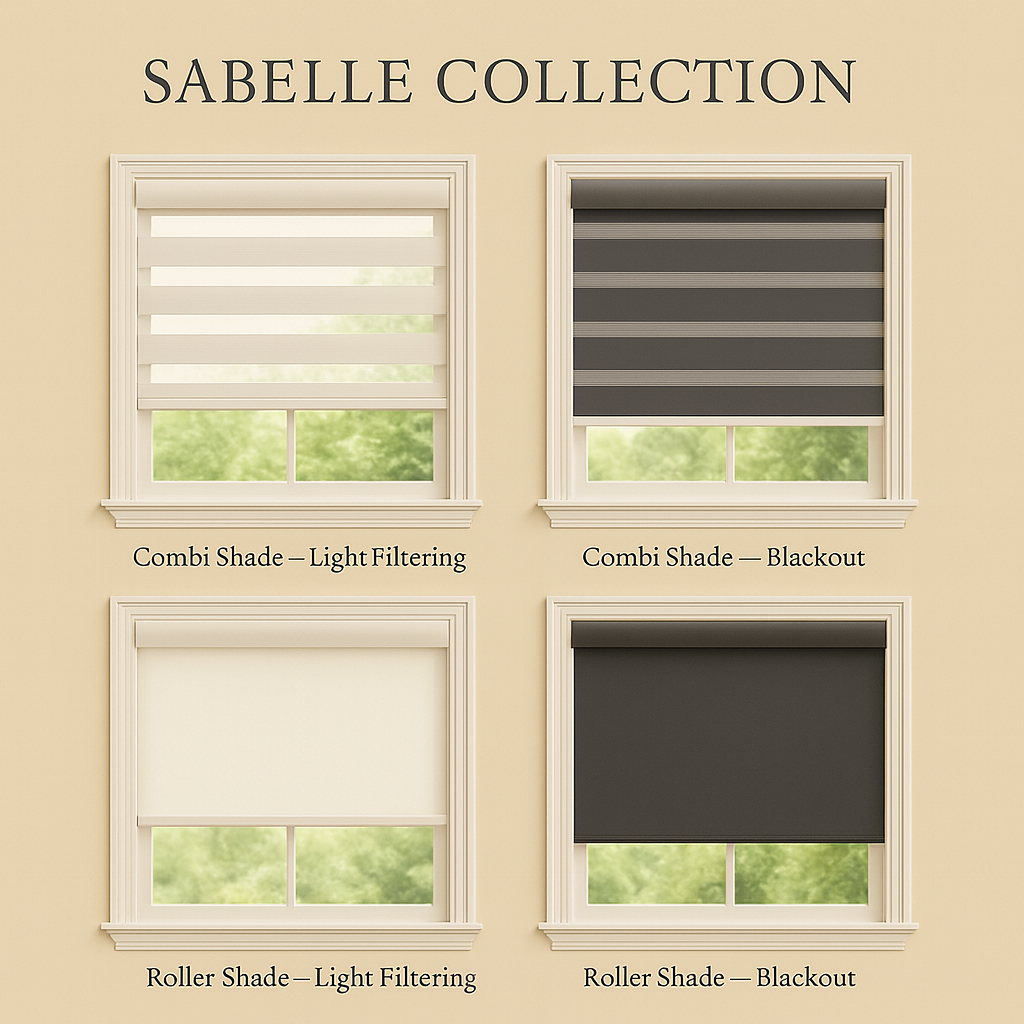 Sabelle Collection | Elegant Combi & Roller Shades – Comfort, Style & Light Control