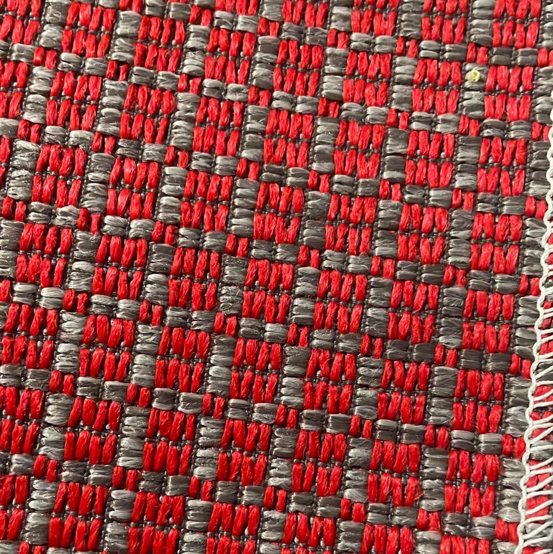 0338 Fabric Red Geometric Grid