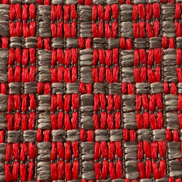 0338 Fabric Red Geometric Grid