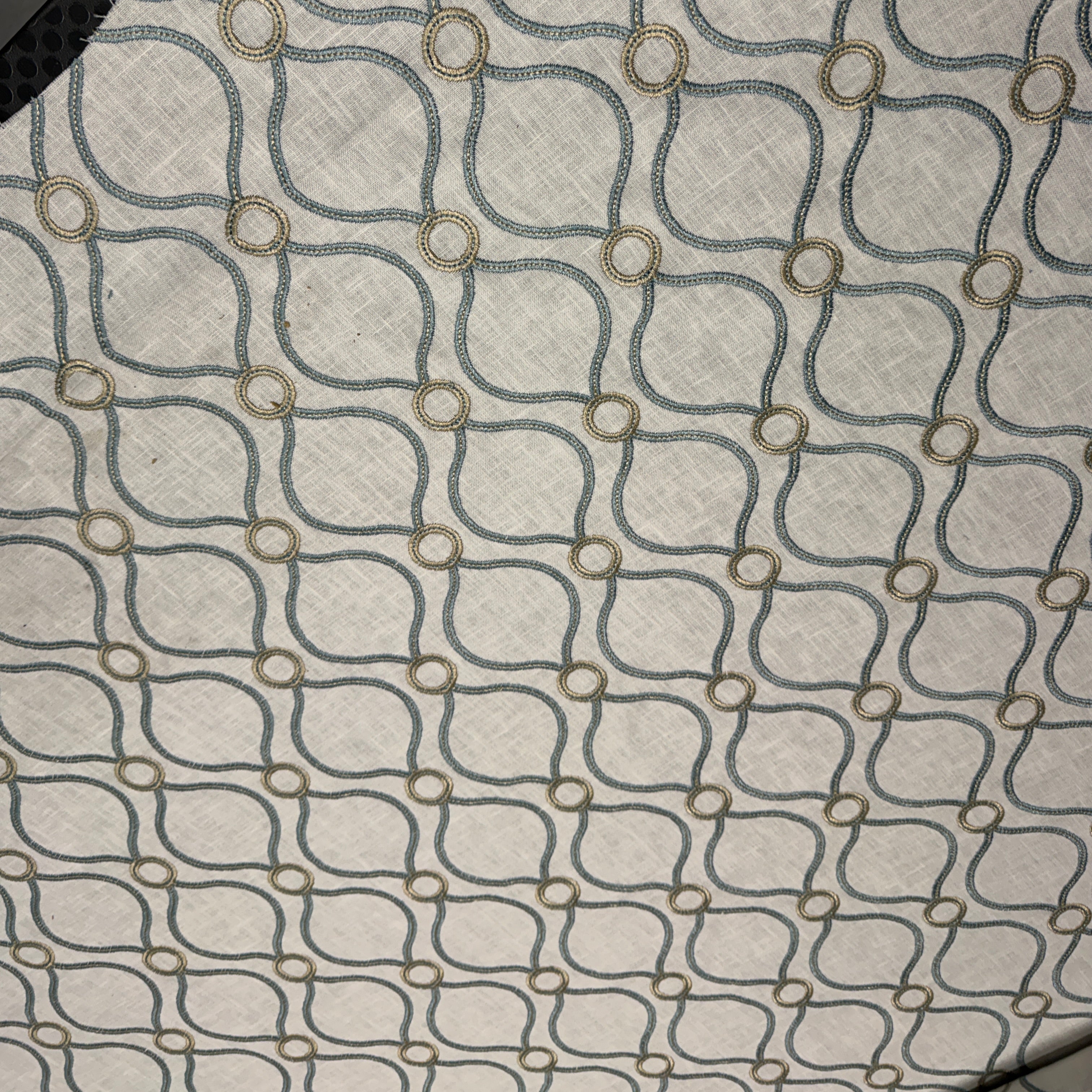 0729 Aqua Links Embroidered Fabric