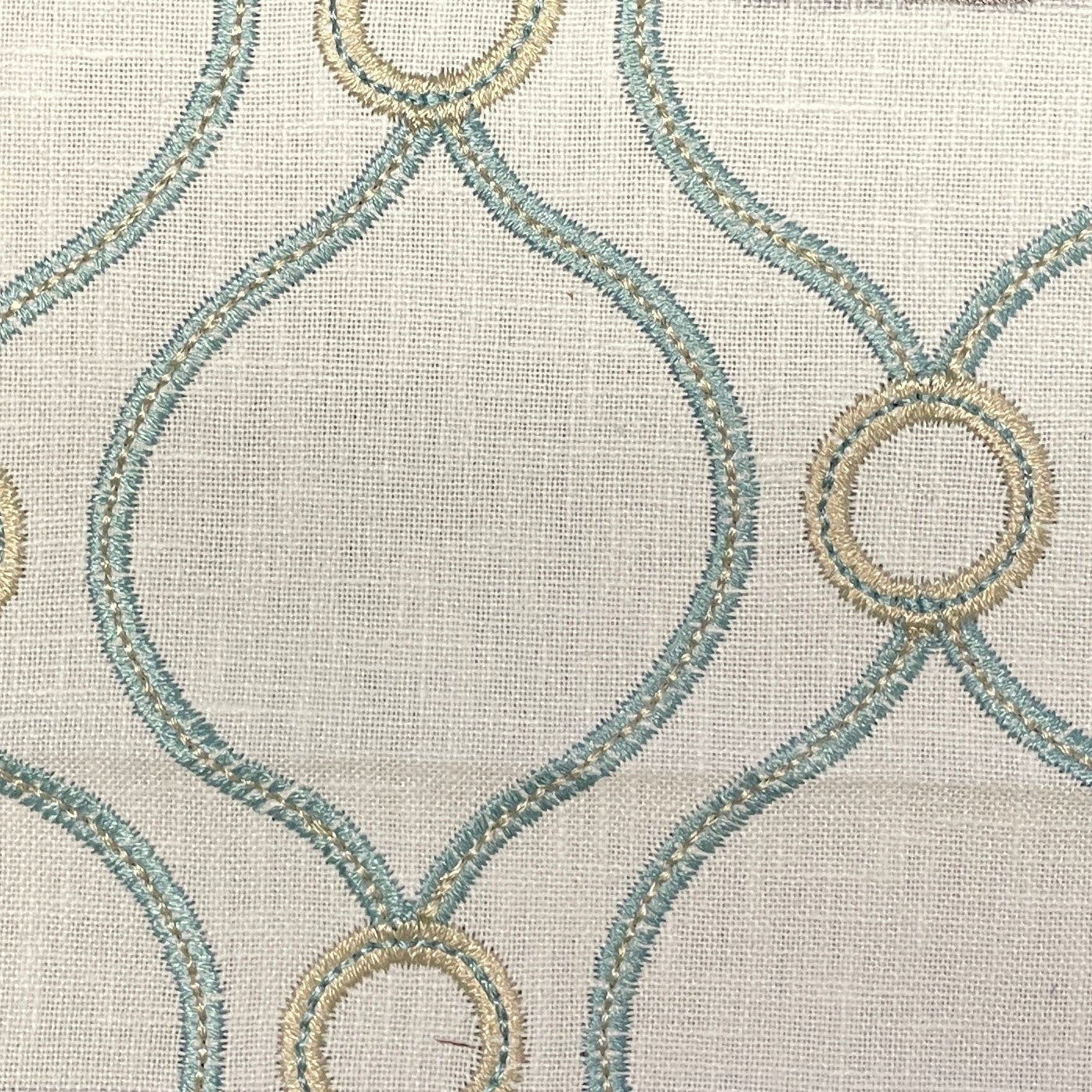 0729 Aqua Links Embroidered Fabric