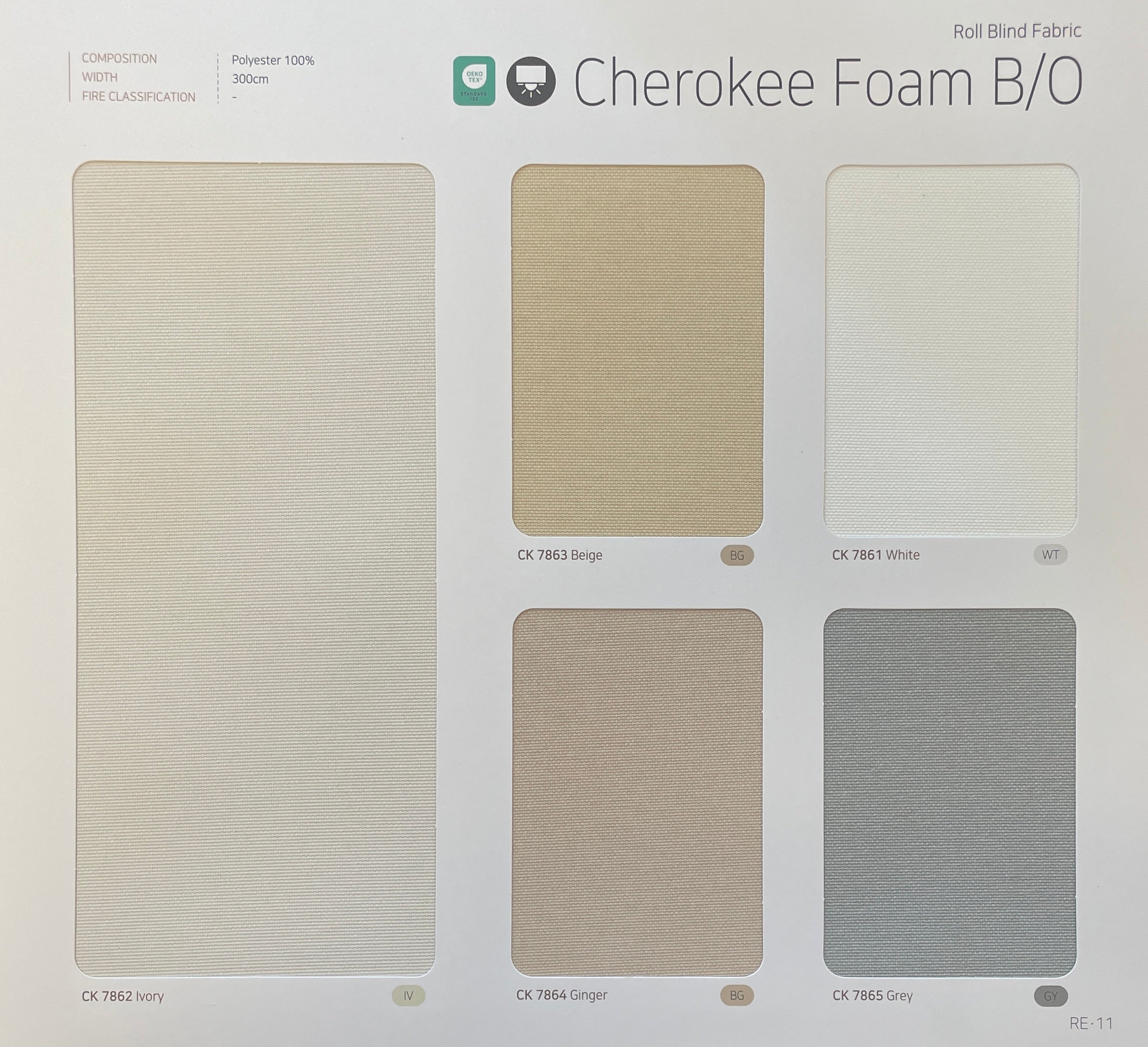 Roller Shade Cherokee Foam B/O (Hanzen Collection)