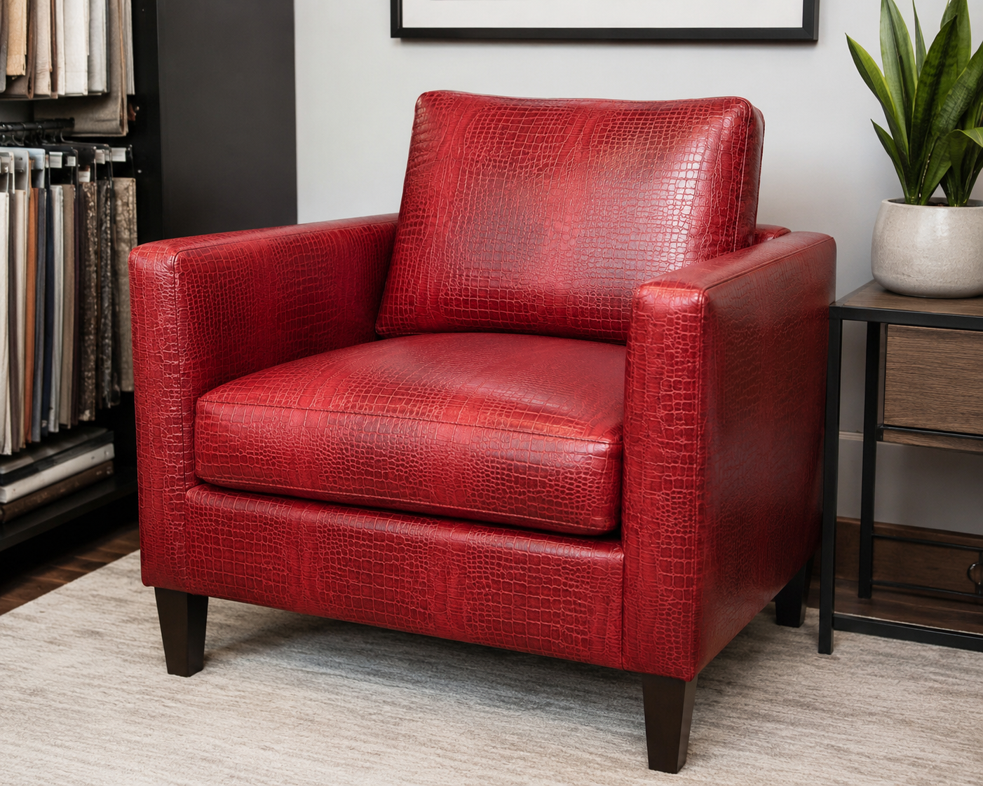 0178"Crimson Croc" Faux Leather