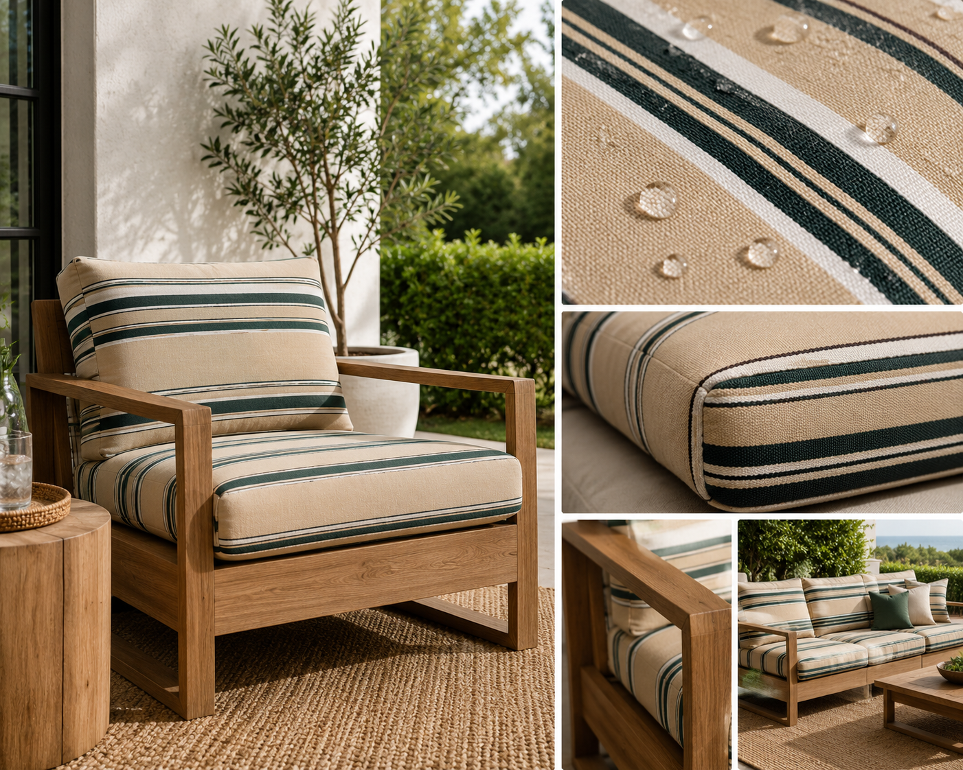 0321 Striped Fabric Sand Beige