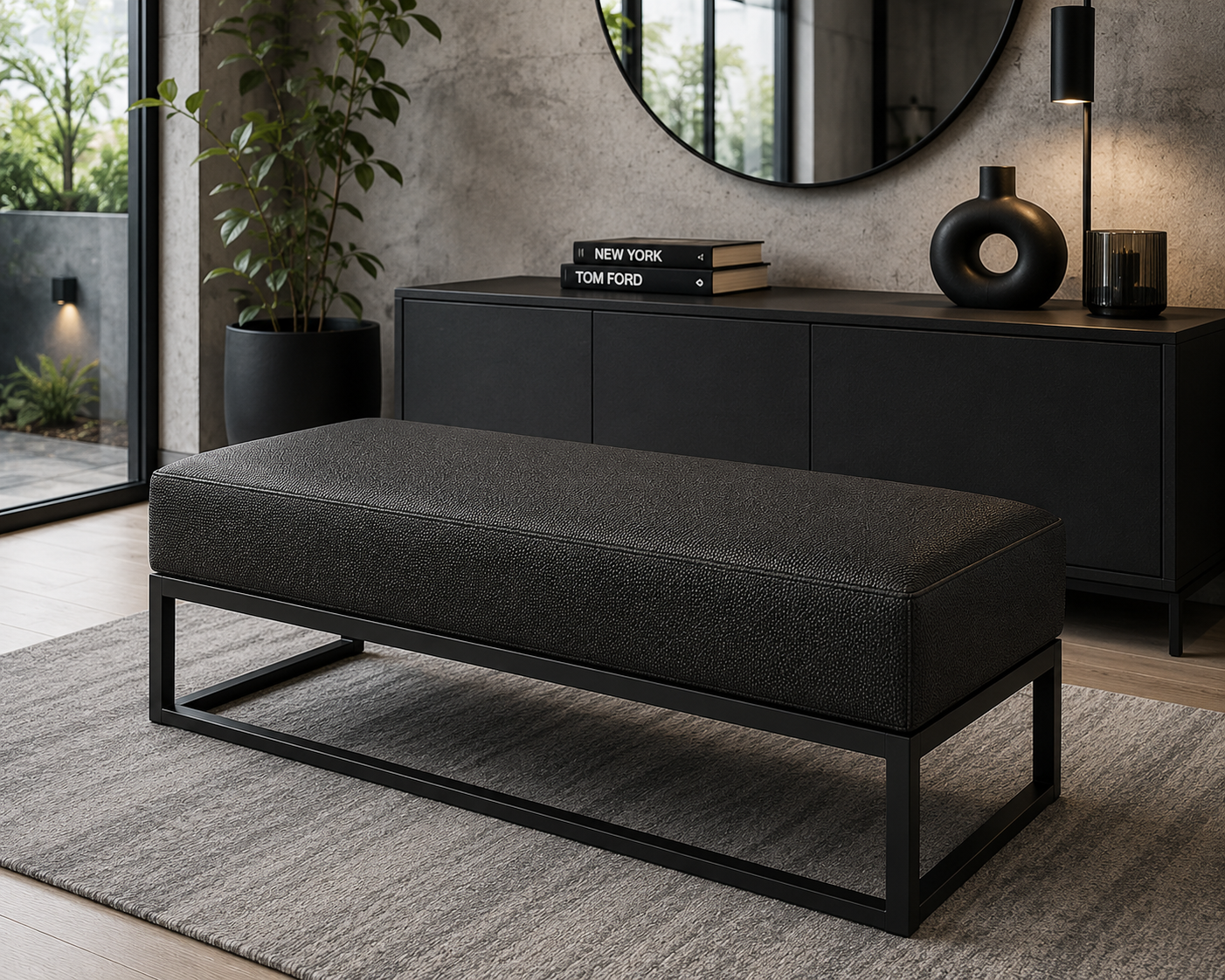 0127 Bold Black Faux Leather
