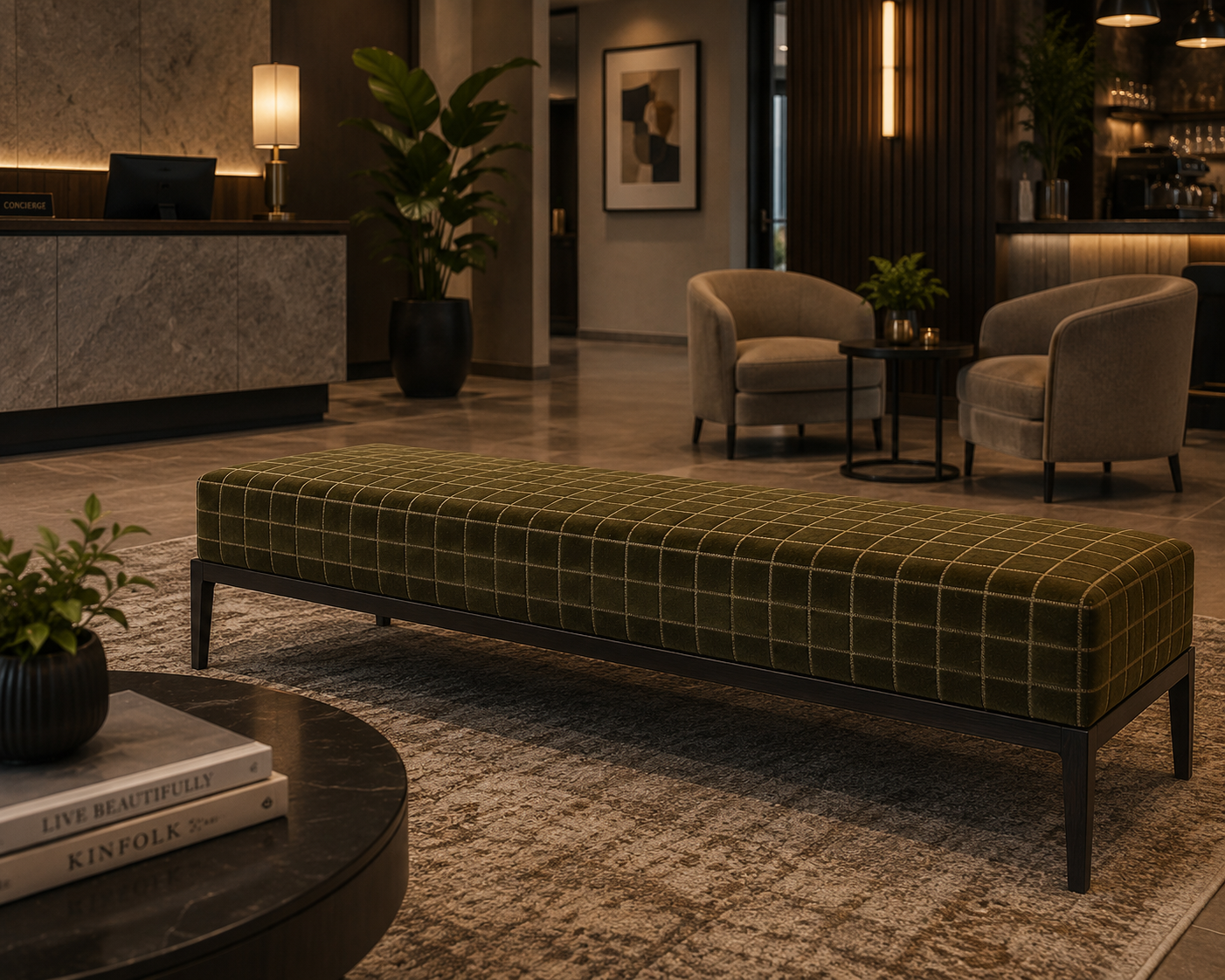 0531 Olive Grid Velvet