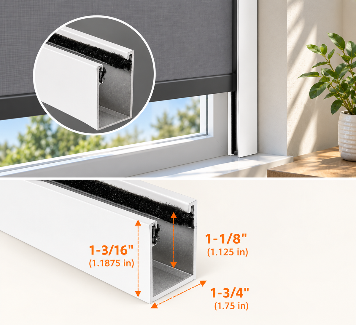 Aluminum Light-Blocking Side Channels for Zebra, Roller & Honeycomb Shades