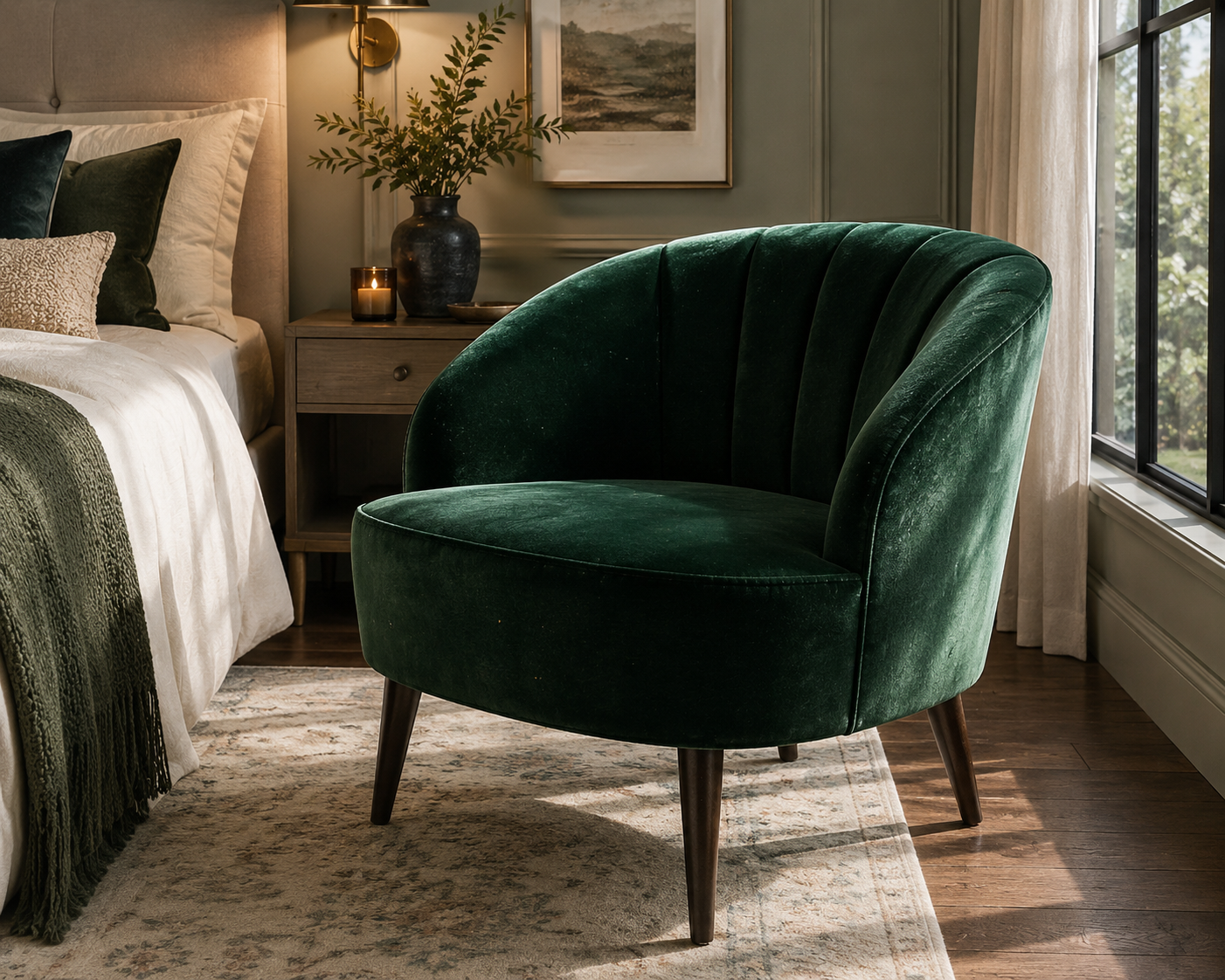 0414 Velvety Fabric Forest Green