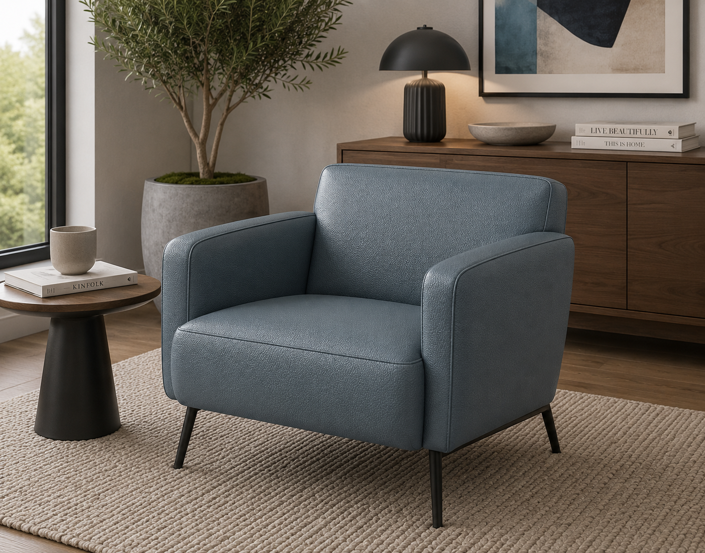 0176 "Steel Blue" Faux Leather
