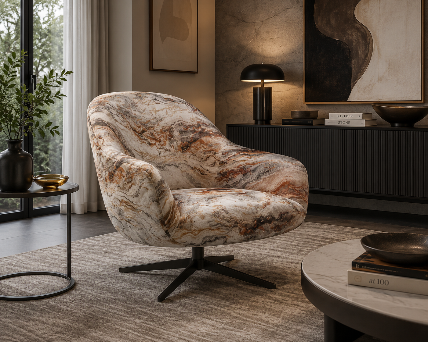 0474 Fabric Marble Terracotta