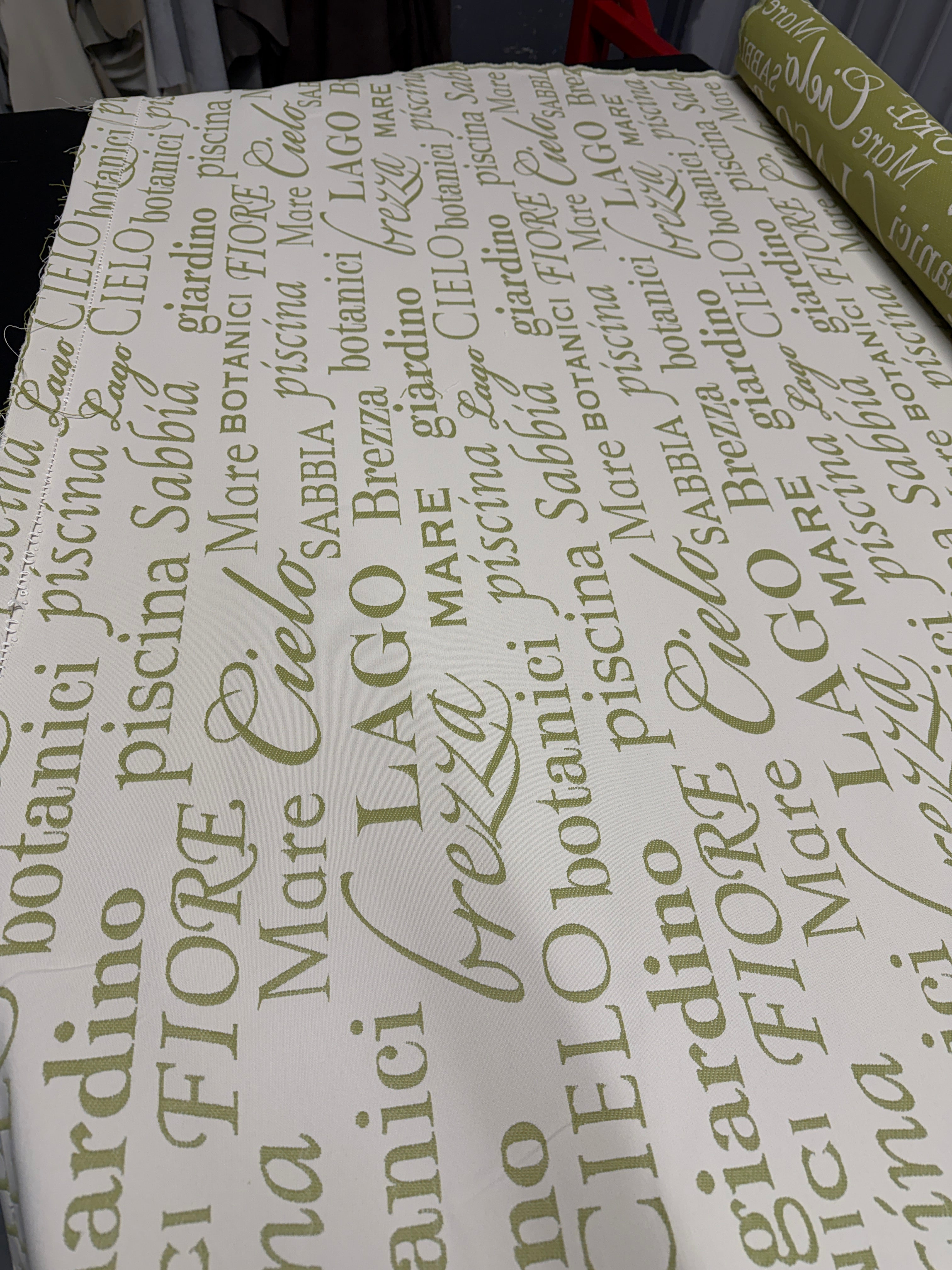 0347 Fabric Beige-Olive Embroidered
